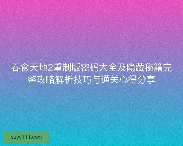吞食天地2重制版密码大全及隐藏秘籍完整攻略解析技巧与通关心得分享